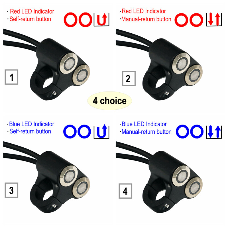 LMoDri 22mm Upravljač Prekidači za motocikle ATV Scooter Prednja svjetla Opasnost Kočnice Prekidač za svjetla za maglu ON-OFF Aluminij s indikatorom DIY