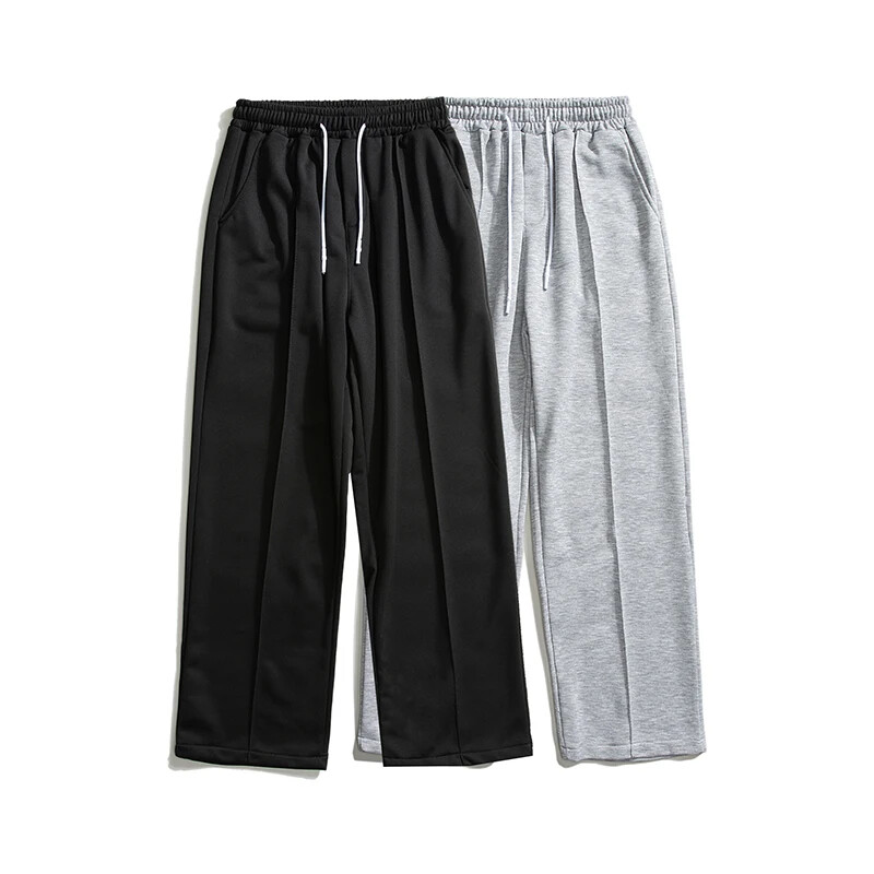 2024 Pantaloni largi pentru bărbați Pantaloni de trening largi de modă coreeană Streetwear Pantaloni ocazionali drepti cu picioare largi Îmbrăcăminte pentru bărbați gri deschis