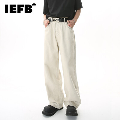 IEFB Moda pentru bărbați, drepți, blugi largi, stil coreean, denim înalt de vară, versatili, pantaloni largi 2023, noi pentru bărbați, strada 9A8929