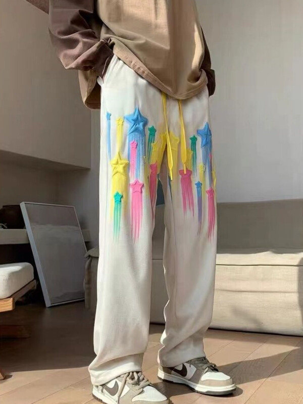 Bikses Hip-hop Vīriešu sporta bikses ar platām kājām Vīriešu sporta bikses Taisnas melnas Y2k Bikses Jaunas preces Treniņtērpa apakšās Baggy