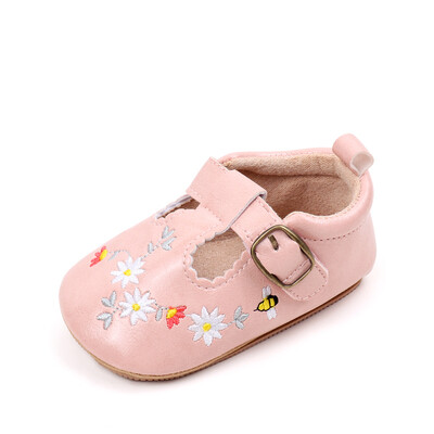 Slatke djevojčice Proljeće i jesen izvezene cipele od princezine kože Visokokvalitetni TPR potplat Protuklizne cipele za hodanje Prvi hodači