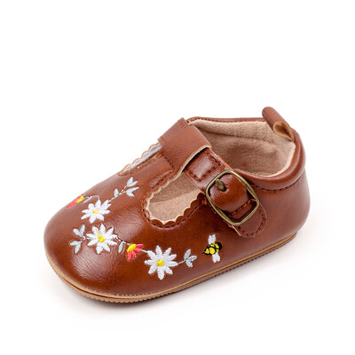 Slatke djevojčice Proljeće i jesen izvezene cipele od princezine kože Visokokvalitetni TPR potplat Protuklizne cipele za hodanje Prvi hodači