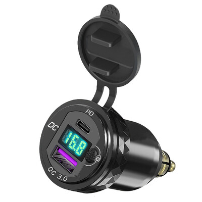 Vodootporni Hella Din utikač na USB ON-Off prekidač 30W USB C PD3.0 QC3.0 Quick Charge Voltmetar Ducati Triumph BMW motocikl