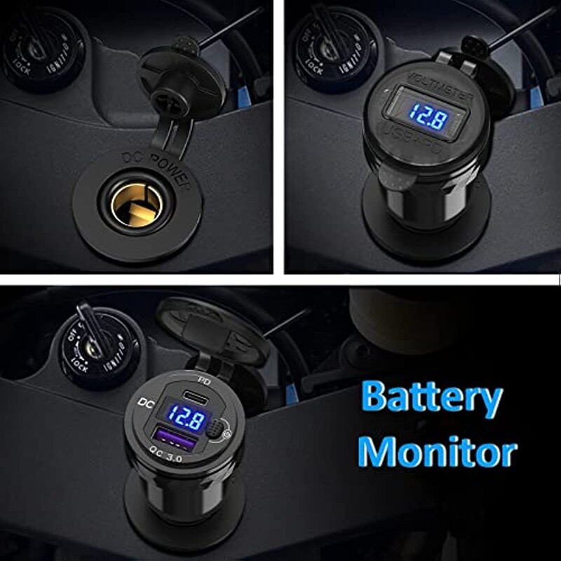 Vodootporni Hella Din utikač na USB ON-Off prekidač 30W USB C PD3.0 QC3.0 Quick Charge Voltmetar Ducati Triumph BMW motocikl