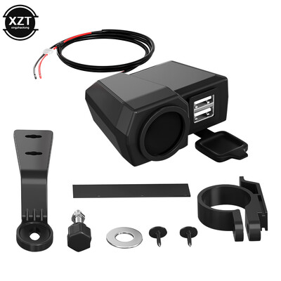 QC3.0 Încărcător dublu USB tip C pentru motociclete Încărcare rapidă Voltmetru Termometru Afișaj digital 3.4A Priză încărcător pentru telefon mobil