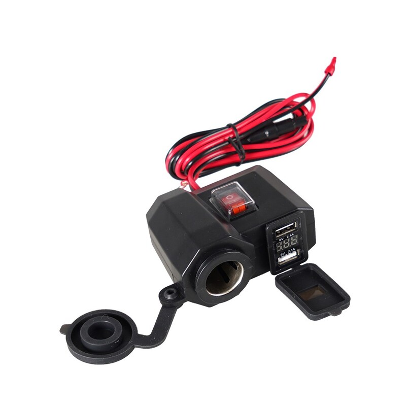 Rezistent la apă 12V Portul de ieșire pentru afișaj de alimentare LED Split X2D2 Dual USB Motocicletă Brichetă Priză Adaptor Tensiune Scooter