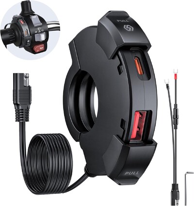 Încărcător celular rapid USB Extractme pentru motociclete Conector priză de tip C rezistent la apă cu voltmetru mobil mobil încărcare digitală