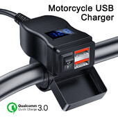 Extractme 6.4A QC3.0 PD Motociklistički USB punjač Vodootporni 12V adapter za napajanje s prekidačem Voltmetar Utičnica Moto oprema
