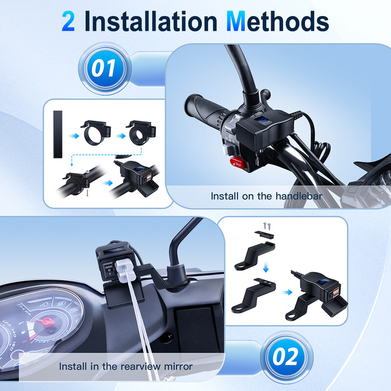 Extractme 6.4A QC3.0 PD Motociklistički USB punjač Vodootporni 12V adapter za napajanje s prekidačem Voltmetar Utičnica Moto oprema