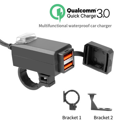 Încărcătoare pentru motociclete Dual QC 3.0 Adaptor de alimentare pentru încărcare rapidă Afișaj digital de tensiune pentru motociclete Moto Accesorii pentru motociclete