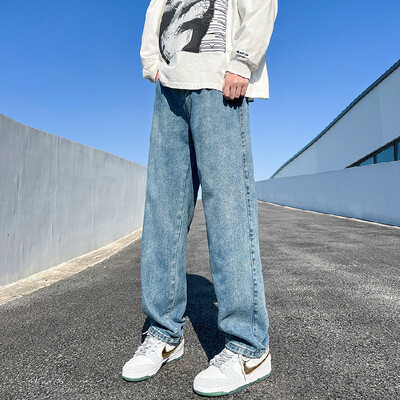 5 boja muških produženih ravnih traperica Proljetne nove vintage ležerne široke traperice Korejske mladenačke hlače Klasične traper hlače širokih nogavica