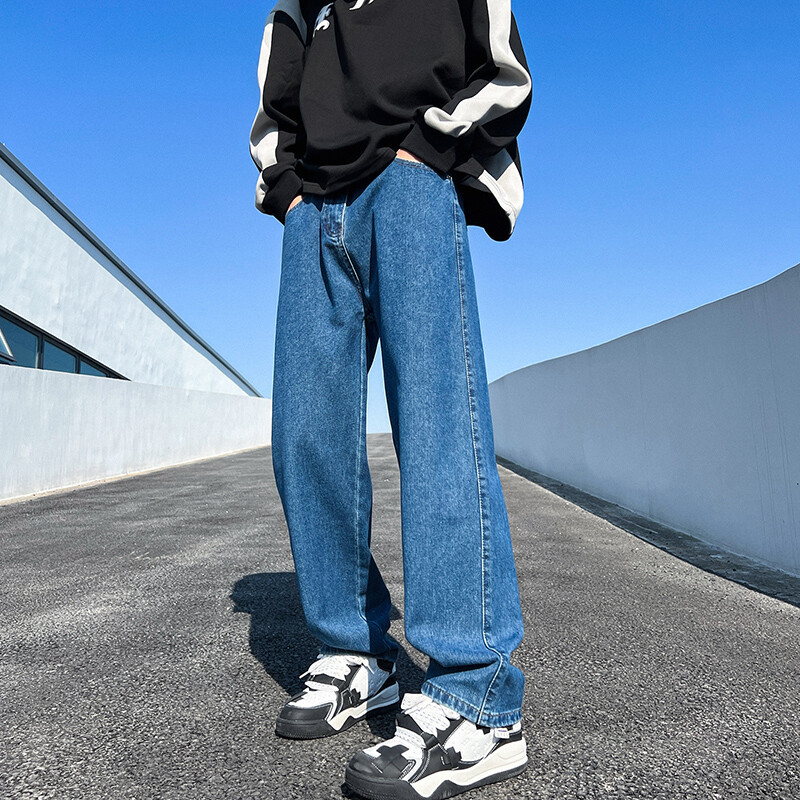 5 boja muških produženih ravnih traperica Proljetne nove vintage ležerne široke traperice Korejske mladenačke hlače Klasične traper hlače širokih nogavica