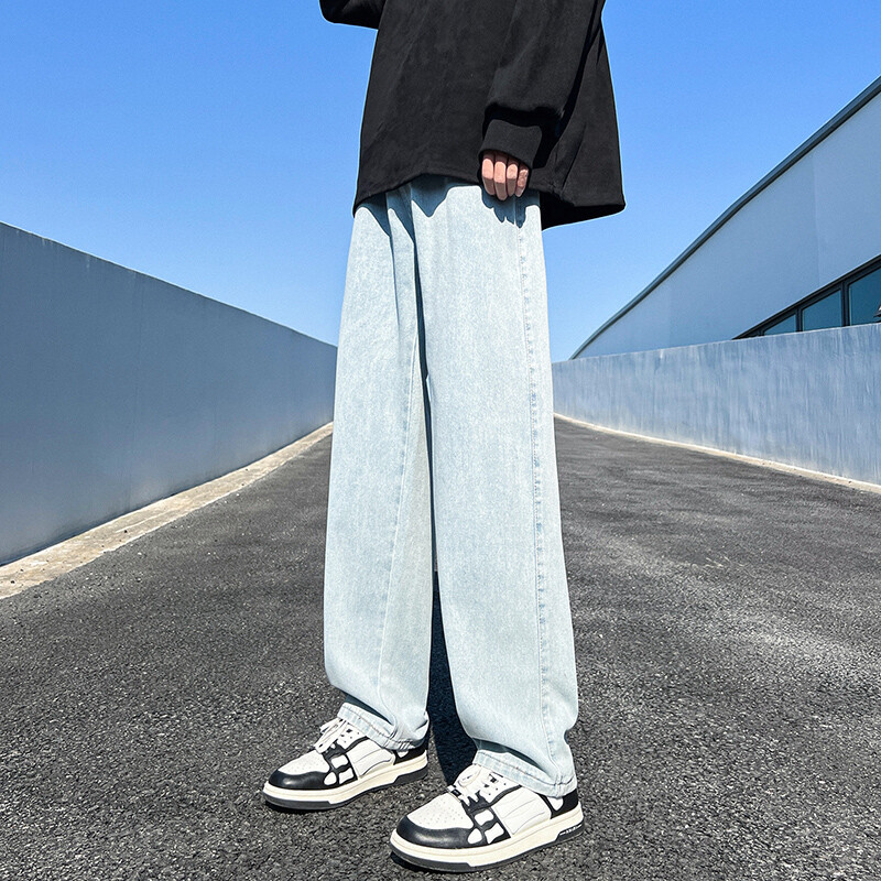 5 boja muških produženih ravnih traperica Proljetne nove vintage ležerne široke traperice Korejske mladenačke hlače Klasične traper hlače širokih nogavica