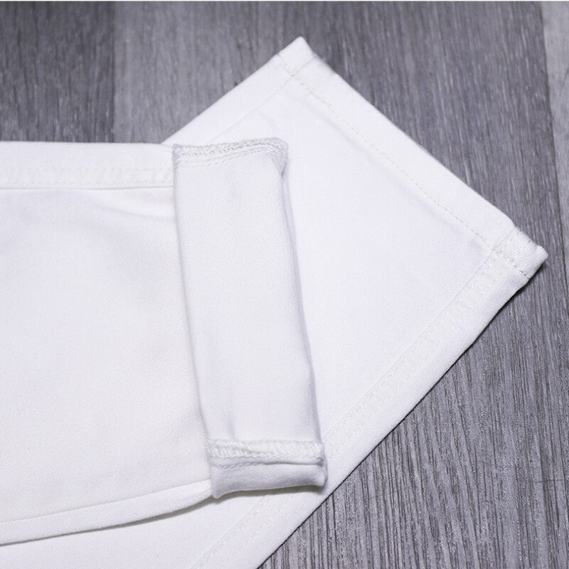 2023. Nove dizajnerske muške bijele krpaste traperice Slim Fit Stretch Fashion Pocket Chic Streetwear Muške omladinske biciklističke traperice Traper hlače