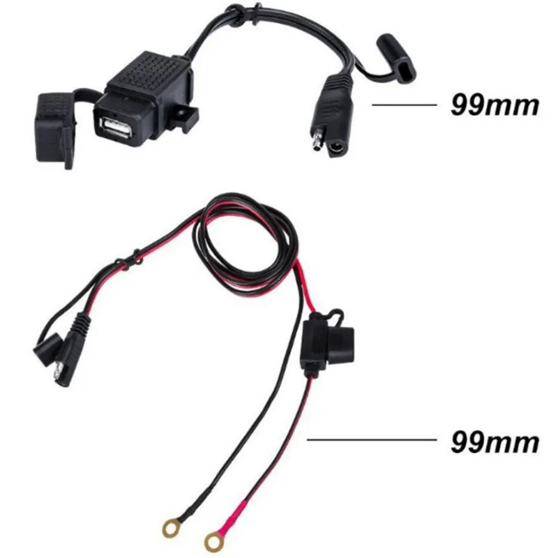 12V Motocicletă Impermeabil SAE la USB Telefon GPS MP4 Adaptor Cablu încărcător Motocicletă Siguranță Inline Sursă de alimentare