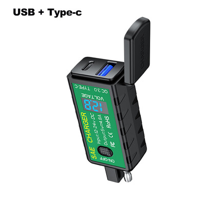 3.1A/4.8A TYPE-C USB punjač za motocikle SAE na USB Type-C Voltmetar Prekidač za uključivanje/isključivanje Vodootporan utikač za brzo odvajanje Motorcyles