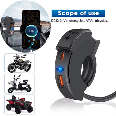 48W Usb motociklo įkroviklis Qc3.0 18W Pd30W vandeniui atsparus vairas įkrovimo laikiklis Motociklo telefono įkroviklis 12/24V lizdo adapteris