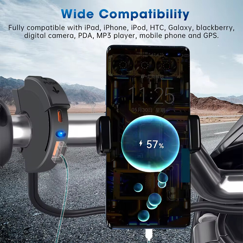 48W USB nabíjačka na motocykel Qc3.0 18W PD30W vodotesný držiak na riadidlá nabíjačka na motocyklový telefón nabíjačka 12/24V zásuvkový adaptér