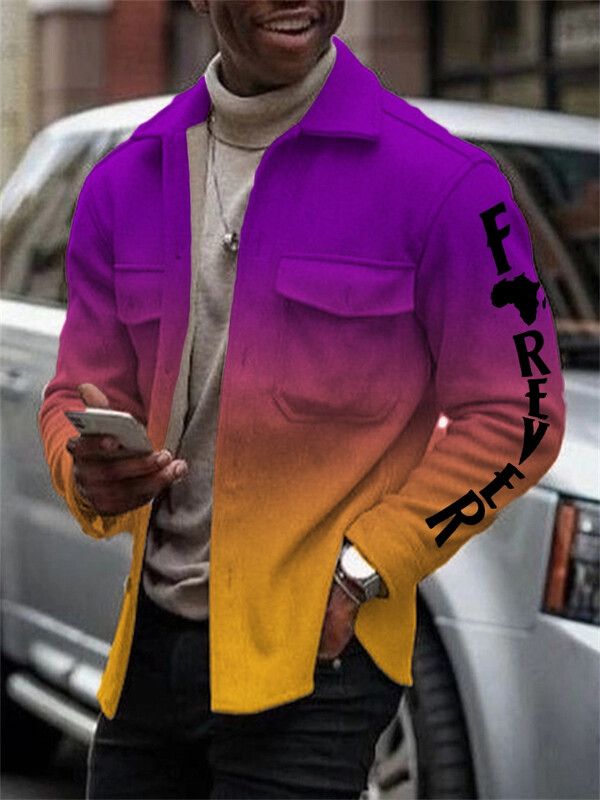 Rudens un ziemas vīriešu krekls ar garām piedurknēm jaka ielas vienrindas rūtains 3D druka, vienpusējs neilona krekls vīriešu mētelis