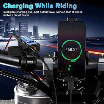 Universal 12V QC3.0 Μοτοσικλέτα USB C Fast Chargers Προσαρμογέας τροφοδοσίας LED Ψηφιακή οθόνη τάσης Ηλεκτρονικά αξεσουάρ μοτοσυκλέτας