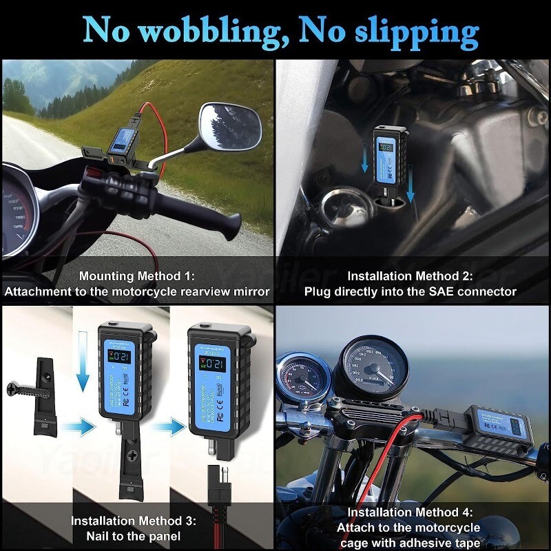 Univerzalni 12V QC3.0 motociklistički USB C brzi punjači adapter za napajanje LED digitalni zaslon napona Dodaci za elektroniku za motocikle