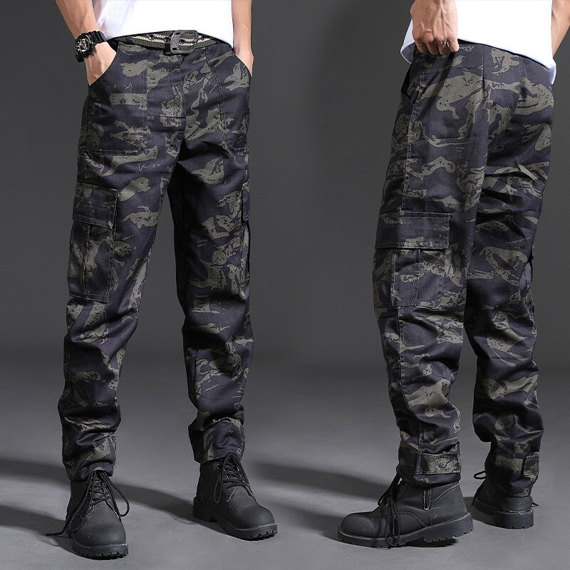 Pantaloni cargo de modă pentru bărbați, marca de primăvară, cu buzunare multiple, pantaloni largi pentru bărbați, pantaloni casual, salopete, pantaloni de camuflaj pentru bărbați