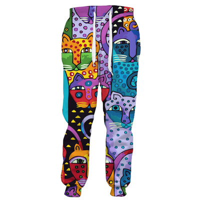 Ανδρικά φαρδιά παντελόνια Μόδα Χαβάης Ζωγραφική ζωγραφική με γάτα 3d Y2k Harajuku εμπριμέ casual vintage αθλητικά ρούχα Κοινωνικά ρούχα