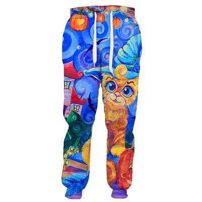 Ανδρικά φαρδιά παντελόνια Μόδα Χαβάης Ζωγραφική ζωγραφική με γάτα 3d Y2k Harajuku εμπριμέ casual vintage αθλητικά ρούχα Κοινωνικά ρούχα