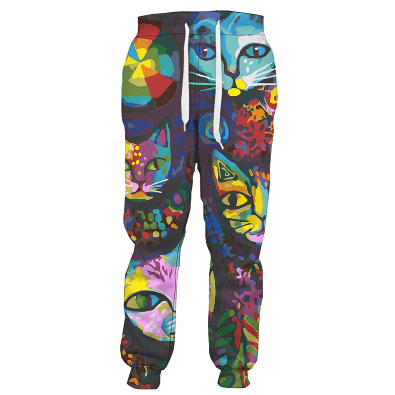 Ανδρικά φαρδιά παντελόνια Μόδα Χαβάης Ζωγραφική ζωγραφική με γάτα 3d Y2k Harajuku εμπριμέ casual vintage αθλητικά ρούχα Κοινωνικά ρούχα