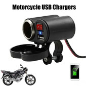 Dual USB punjač za motocikle od 12 V s prekidačem, vodootporna utičnica za upaljač, stezaljka za upravljač motocikla