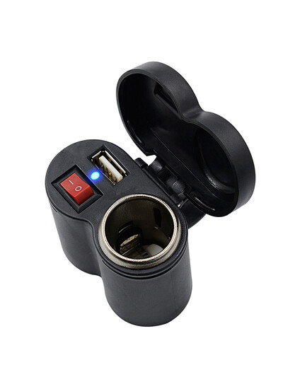 Dual USB punjač za motocikle od 12 V s prekidačem, vodootporna utičnica za upaljač, stezaljka za upravljač motocikla