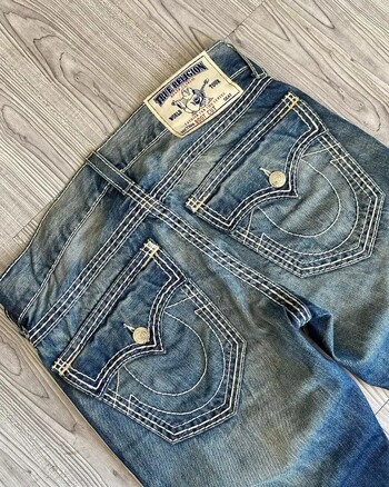 Y2K True Religion Low Rise Super T Bootcut Flared Jeans Street Denim Pants Harajuku High Waist Straight Wide Jeans Jeans