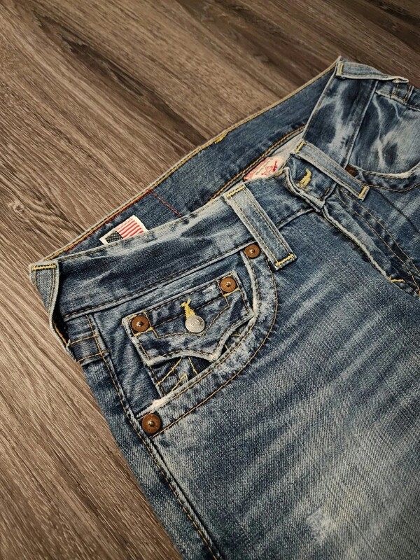 Y2K True Religion, cu talie joasă, Super T, blugi evazați, pantaloni de stradă, pantaloni denim Harajuku, talie înaltă, drepți, cu picioare largi