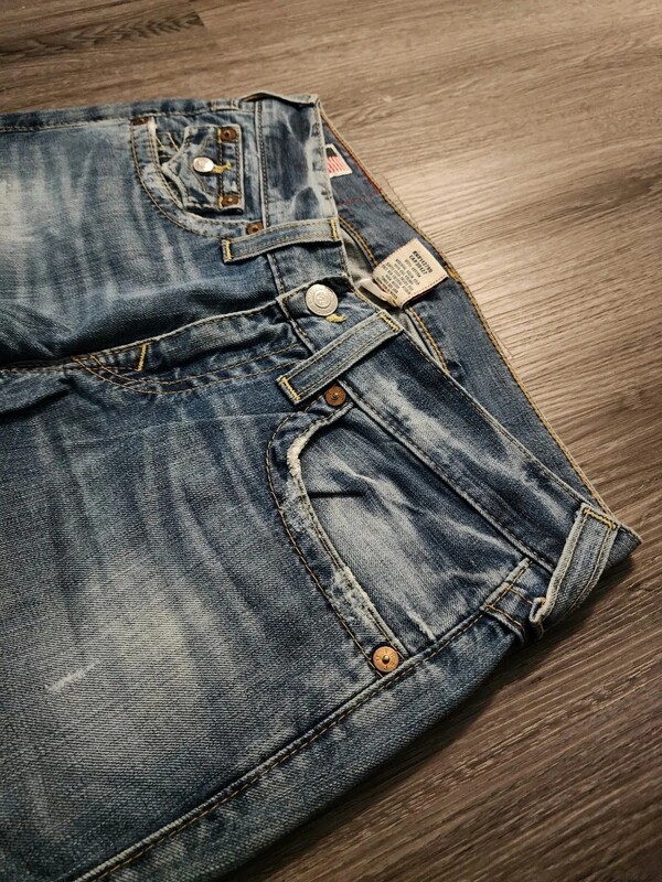 Y2K True Religion, cu talie joasă, Super T, blugi evazați, pantaloni de stradă, pantaloni denim Harajuku, talie înaltă, drepți, cu picioare largi