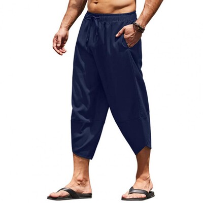 Moda Harajuku Summer Beach Hawaii Pantaloni casual harem Bărbați cu picioare largi Bumbac In Lungime la vițel Pantaloni largi Îmbrăcăminte pentru bărbați la modă