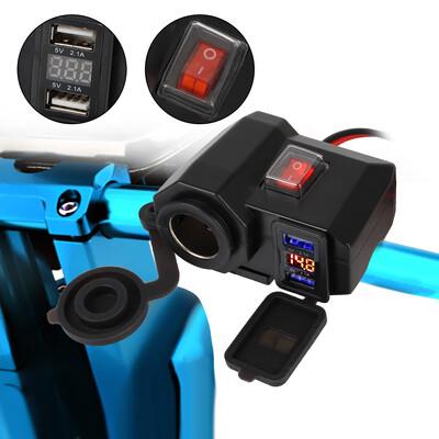 5V 2,1A adapter tápegység motorkerékpár kormány töltő Dual USB port szivargyújtó aljzat telefon digitális kijelzőhöz