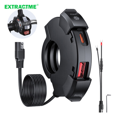 Extractme QC3.0 Мотоциклетно USB зарядно устройство 30W USB бързо зарядно устройство Водоустойчива скоба за монтаж на кормилото Зарядно устройство за цифрова камера за велосипед