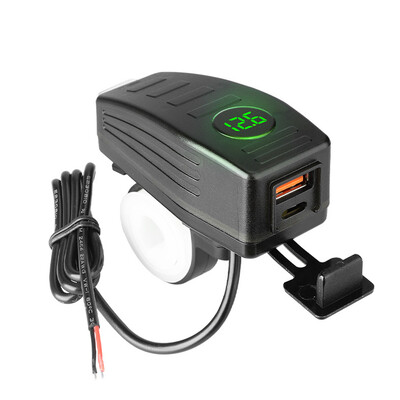 Φορτιστής μοτοσυκλέτας PD+QC3.0 38W Αδιάβροχο τιμόνι 12V USB Moto/πίσω καθρέφτης Διπλή θύρα γρήγορης φόρτισης πρίζα ρεύματος με βολτόμετρο