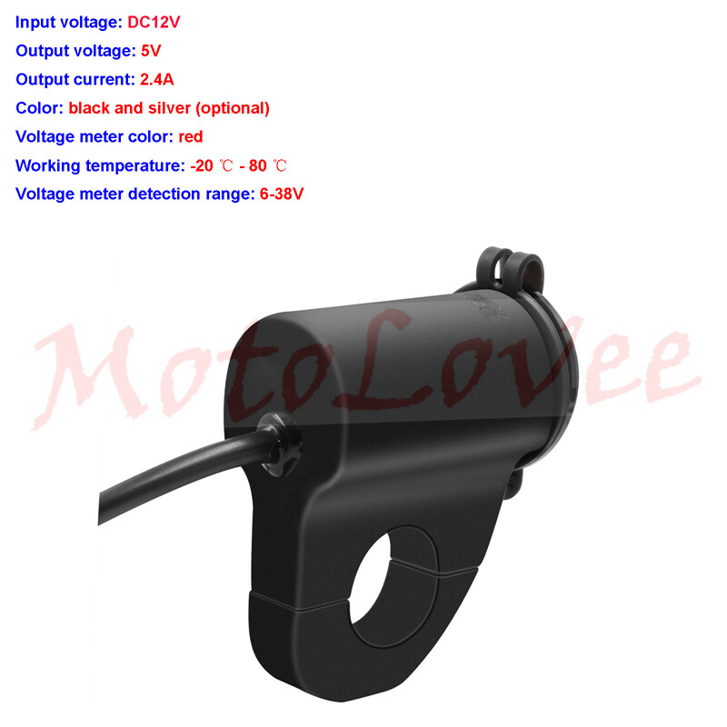 Motocikl, mobilni telefon, USB punjač, aluminijska legura, vodootporni digitalni zaslon, voltmetar, 2,4 A, brzo punjenje s prekidačem za isključivanje