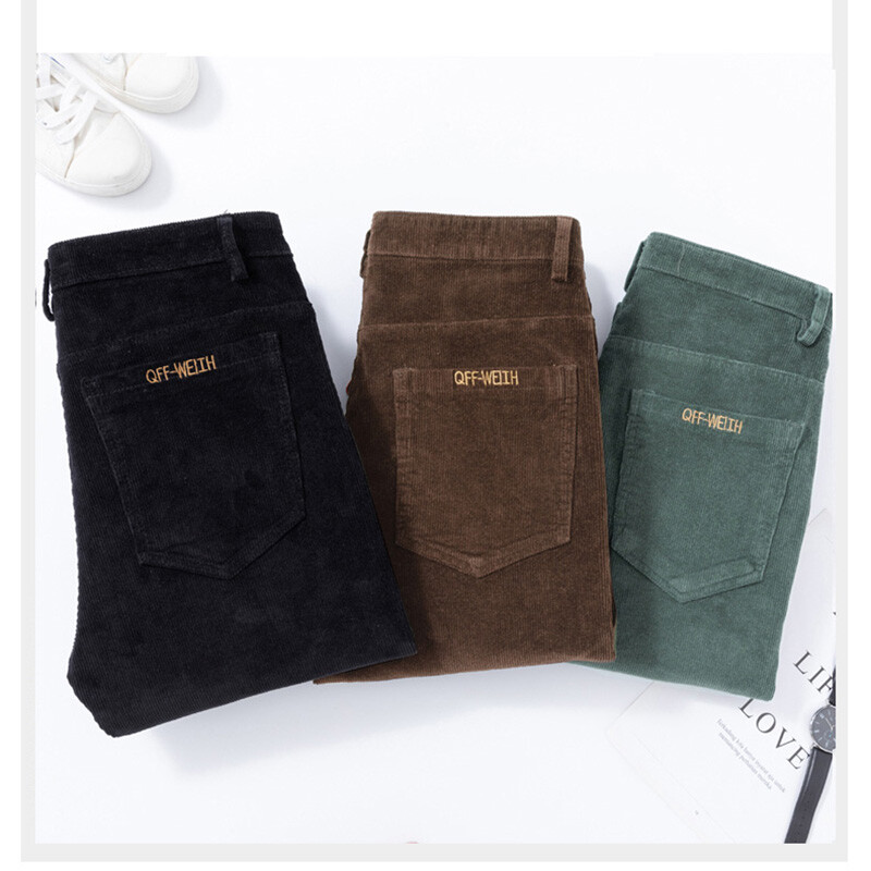 Polar de iarnă Pantaloni caldi din velur de designer pentru bărbați, eleganti, de afaceri, slim fit, elastici, îngroșați, pufos verzi, pantaloni casual pentru bărbați