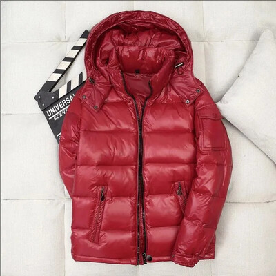 Jachete de iarnă pentru bărbați cu glugă strălucitoare din puf Jachete de puf alb de rață pentru bărbați de înaltă calitate, în aer liber, rezistente la vânt, îngroșate și calde.