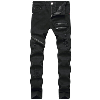 Primăvară New Trendyol Pantaloni de denim cu găuri pentru bărbați, blugi roșii rupti, hip hop, vintage, blugi, bărbați, cu fermoar, casual, pentru bărbați.