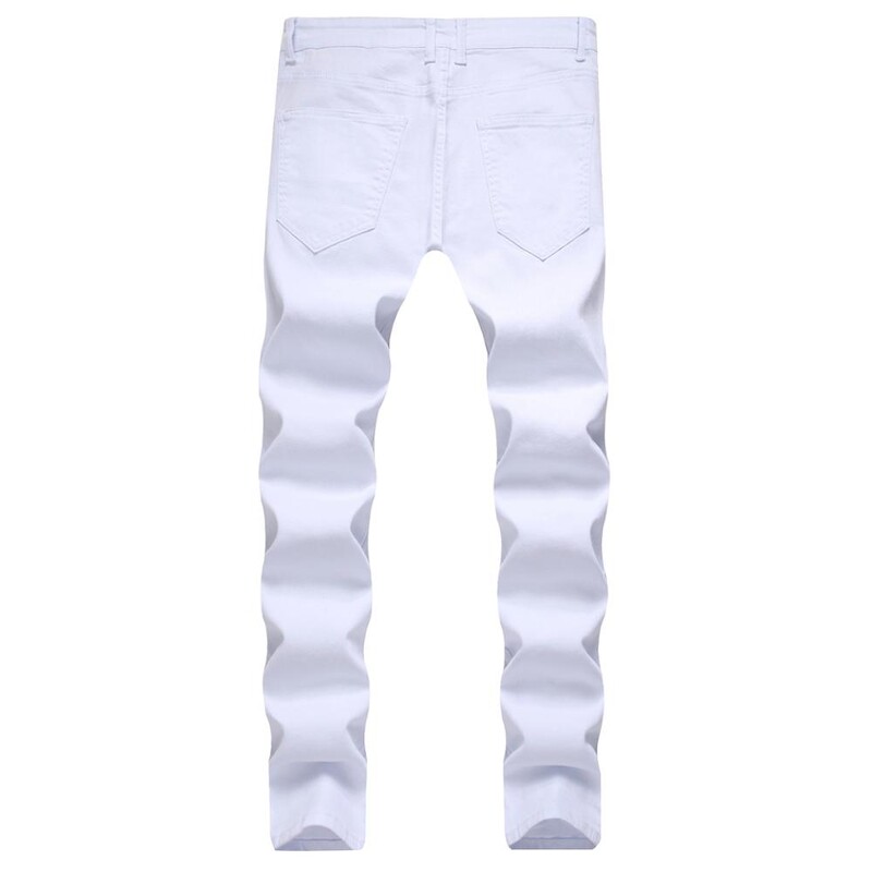 Proljeće New Trendyol Muške traper hlače s rupama Modne poderane crvene traperice Hip Hop Vintage Skinny Jeans Muške ležerne Jean Homme