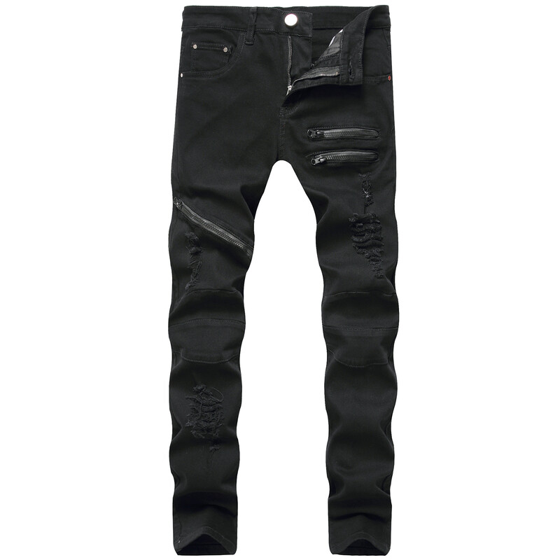 Proljeće New Trendyol Muške traper hlače s rupama Modne poderane crvene traperice Hip Hop Vintage Skinny Jeans Muške ležerne Jean Homme