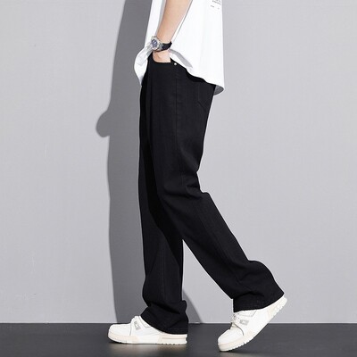 Tanke ljetne visoke muške 190 CM Guy ekstra duge 115 CM produljene traperice Crne vintage široke ravne hlače Kaubojske muške traper hlače