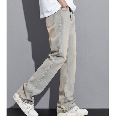 Tanke ljetne visoke muške 190 CM Guy ekstra duge 115 CM produljene traperice Crne vintage široke ravne hlače Kaubojske muške traper hlače