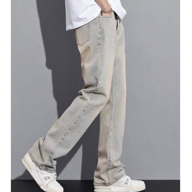 Tanke ljetne visoke muške 190 CM Guy ekstra duge 115 CM produljene traperice Crne vintage široke ravne hlače Kaubojske muške traper hlače