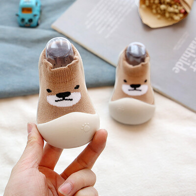 Légáteresztő baba zoknicipő csúszásgátló kisgyermekek első sétálók Rajzfilm állatcipők Baby Girl Baby Boy Girl Puha gumitalpú cipők