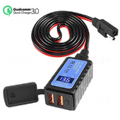 Ūdensizturīgs 12V motocikla tālruņa lādētājs Dual QC3.0 USB ātrā uzlāde ar SEA kabeļa slēdzi Voltmetrs Moto barošanas avota ligzda