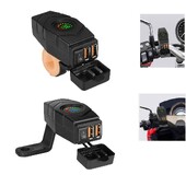 Φορτιστής μοτοσικλέτας 36w Αδιάβροχος Dual QC 3.0 USB Quick Charger 12V-24V Autocycle USB Pocket with Voltmeter Fast Power Adapter